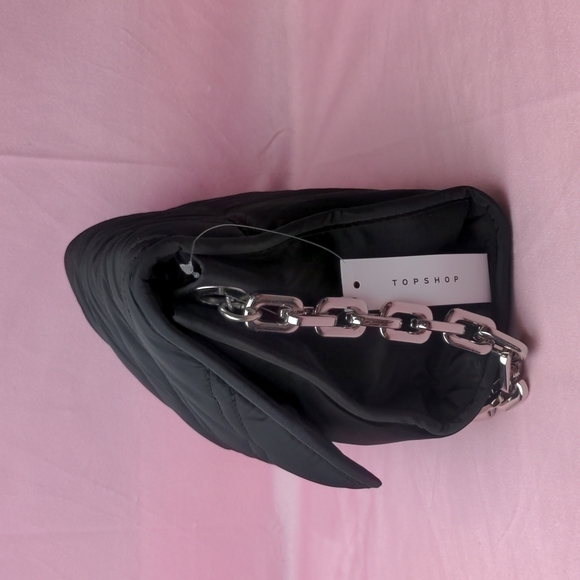 Topshop Neve Stitch Shoulder Bag with Silver Chain Strap - Picture 2 of 10